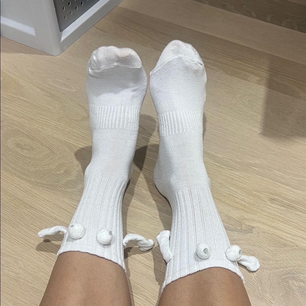 White Socks with Pom Pom Details